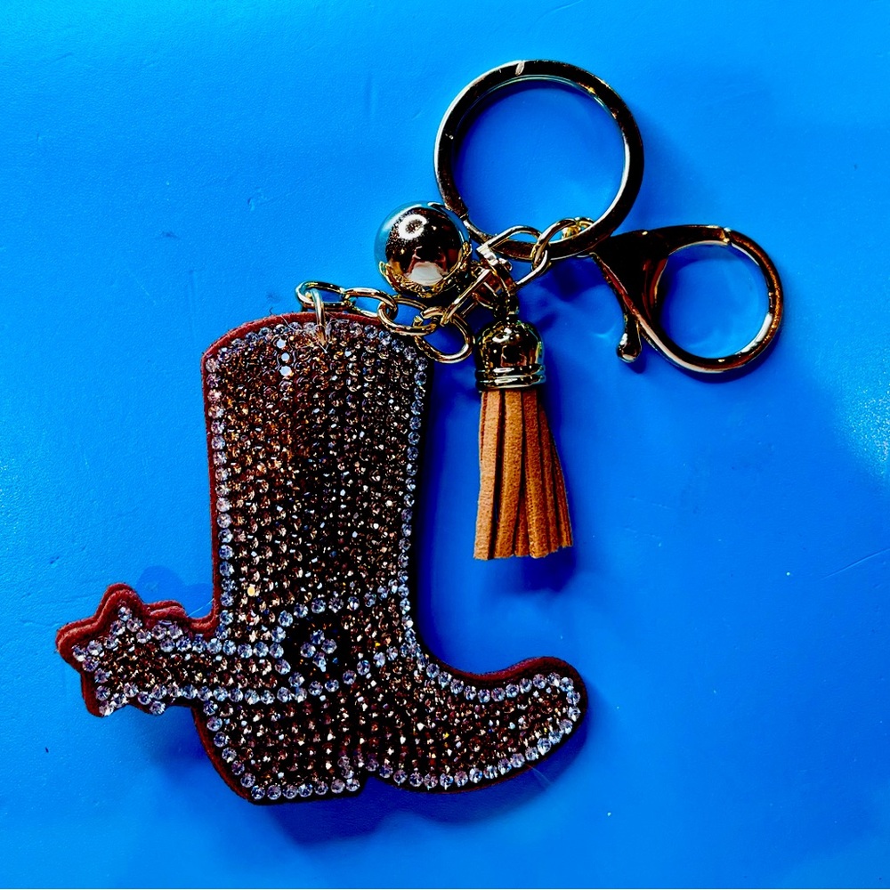 Rhinestone Cowboy Boot Keychain